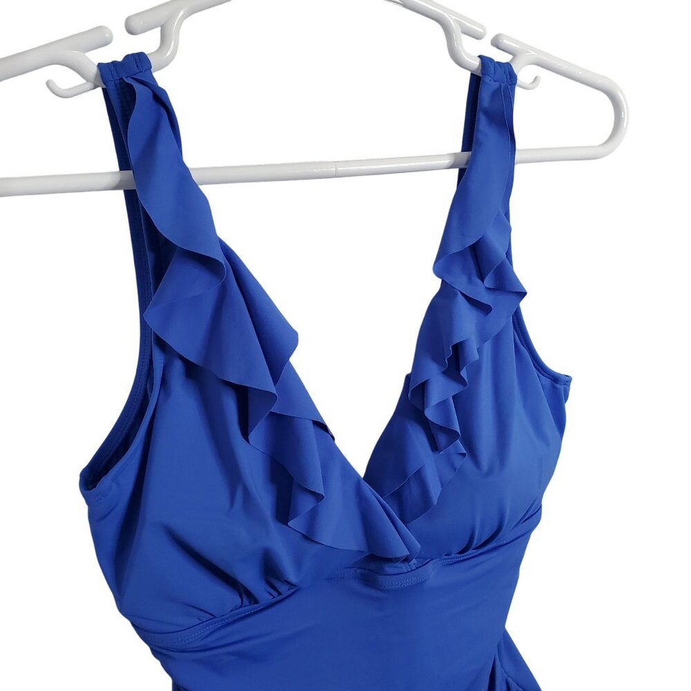LRL Ralph Lauren Size 16 Swimsuit Bathing Suit One Piece Underwire Ruffle Front - Picture 7 of 13